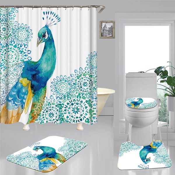peacock bathroom curtains