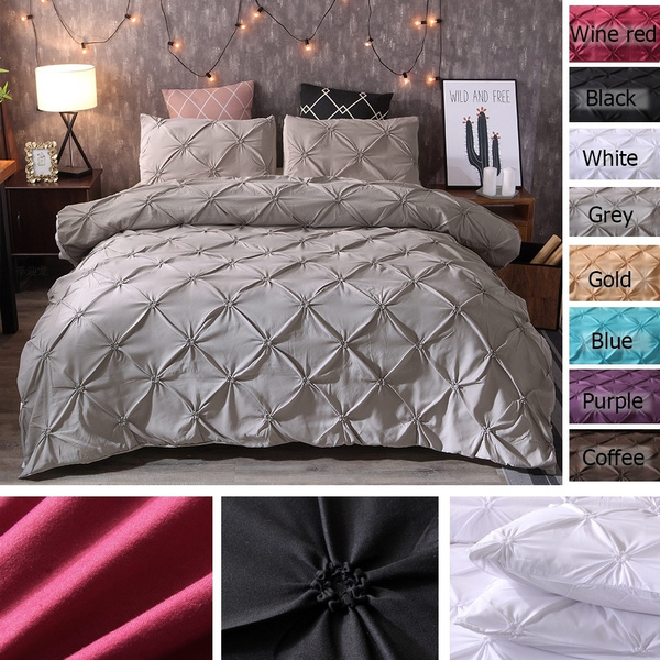 Solid Color Pintuck Duvet Cover Set Pinch Pleated Bedding Sets Wish