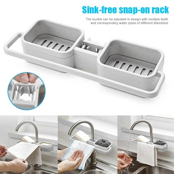Sink Faucet Sponge Soap Cloth Drain Rack Storage-Organizer Holder Shelf Bathroom