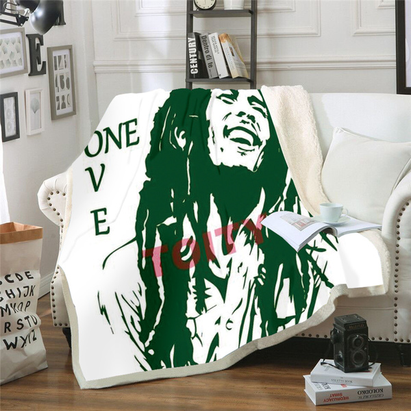 Bob Marley 3d Printed Sherpa Blanket Couch Quilt Cover Travel