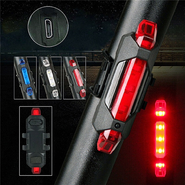 USB Rechargeable Bike Rear LED Tail Light Safety Warning Light Waterproof Lamps