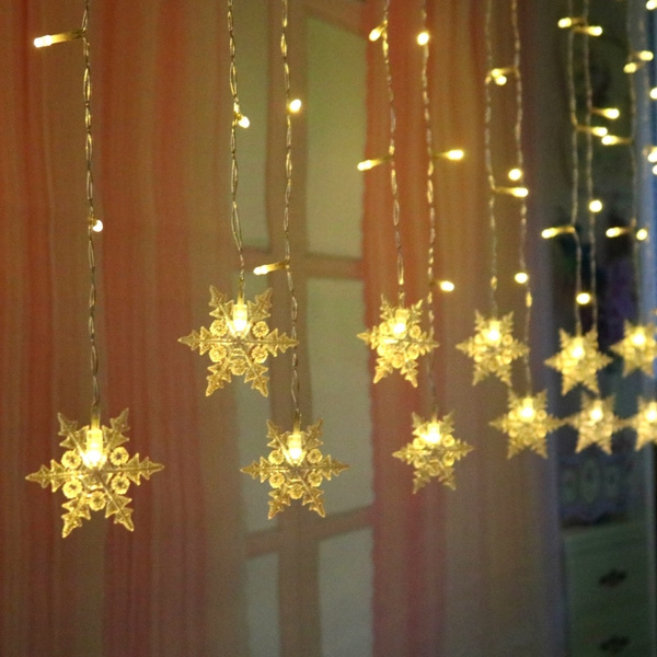 Christmas LED Curtain String Window Snowflake Fairy Lights Holiday Waterproof