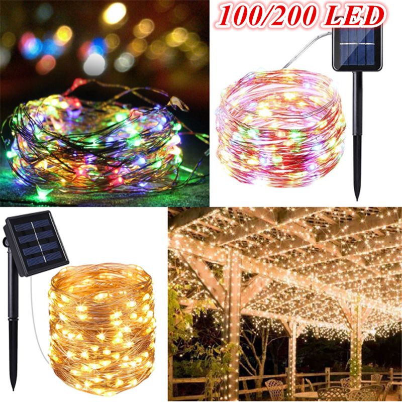 Solar Power 100/200 LED String Fairy Lights Garden Outdoor Xmas Party Lamp Decor