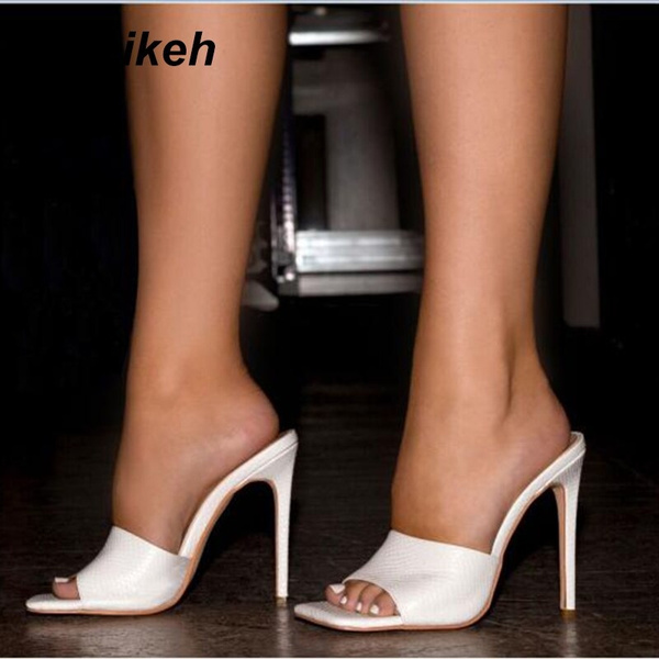 Womens Summer High Heel Sandals Peep Toe Slip-On Ankle Party Fashion Thin Heels Shoes