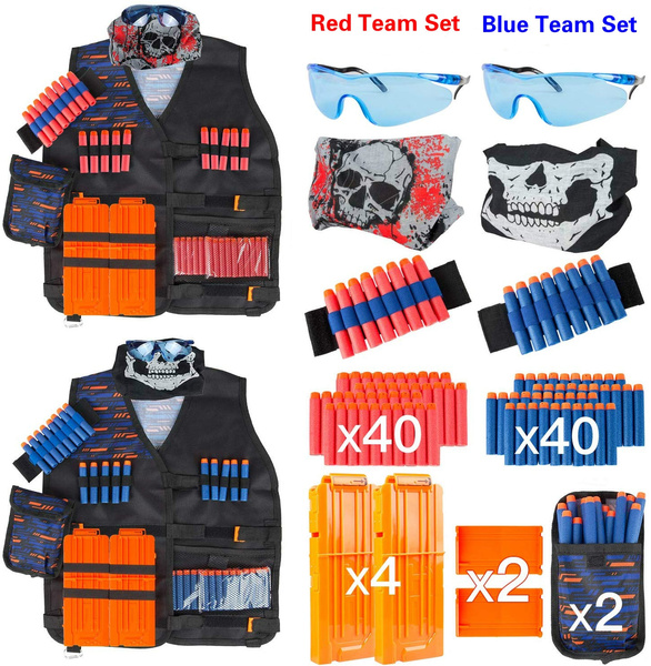 Tactical Vest Kids Foam Darts Mask Glasses Kit Set For Elite Gun - roblox nerf tactical vest