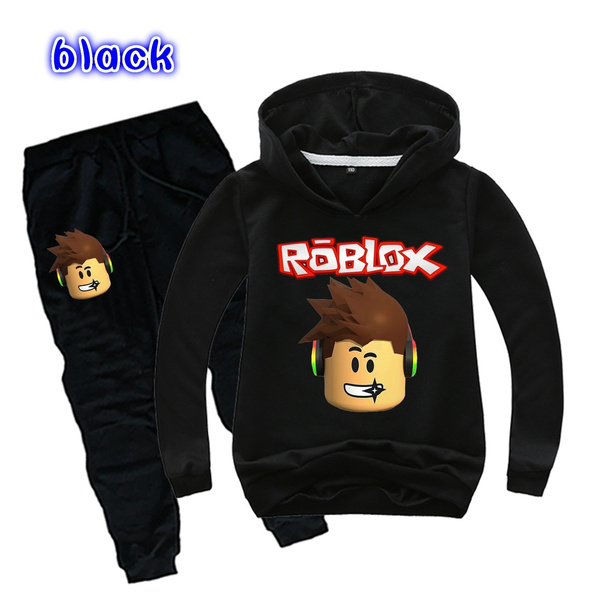 New 7 Colors Kids Roblox Hoodies Sets And Pants New Suit Black