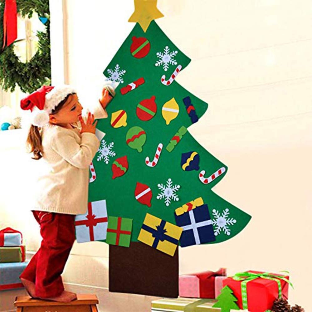 Felt Christmas Tree for Toddlers 3.2ft Toddler Christmas Tree for New Year Xmas Home Door Wall Hanging Decorations DIY Kids Felt Tree with 30Pcs Detachable Ornament