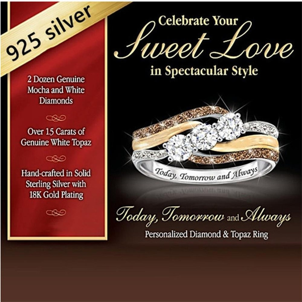 White Topaz Fashion Women Engagement Wedding Ring Gift Size 6-10