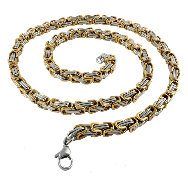Edelstahlkette Stainless Steel gold Necklace Halskette Panzerkette Edelstahl