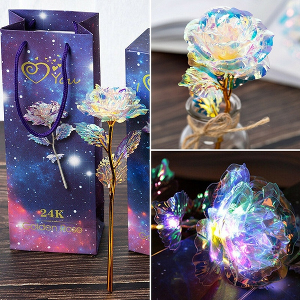 24K Gold Foil Rose Flower LED Luminous Galaxy Mother/'s Day Valentine/'s Day Gift