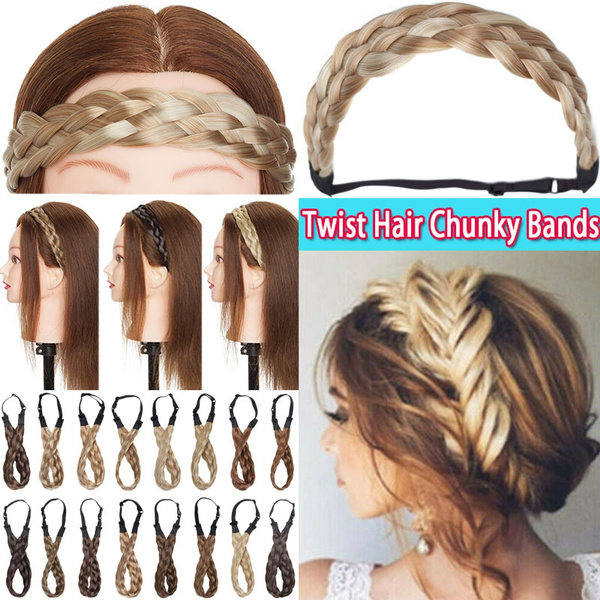Ladies Wig Twist Hair Bands Synthetic Braided Plait Headband Accessories AS
