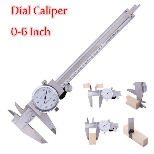 Dial Caliper 0-6 Inch Double Shock Proof Stainless Steel Body SAE Measuring New