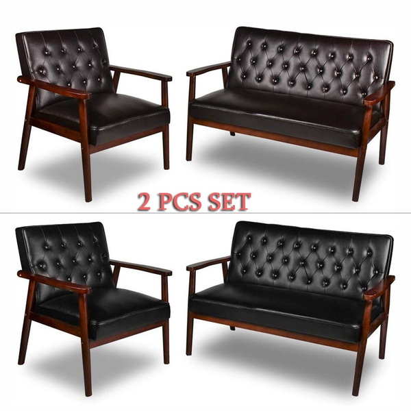 Mid-Century Retro Modern Living Room Sofa Set with Loveseat and Seating Sofa Chair Couch and Lounge Chairs