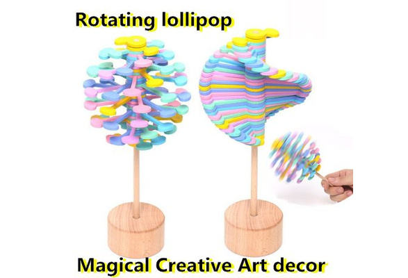 Wooden helicone magic wand stress relief toy rotating lollipop creative art lq 