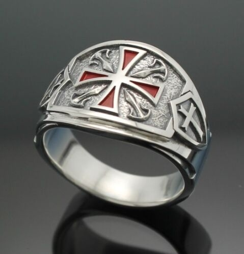 Vintage Knight Templar Ring 316L Stainless Steel Red Cross Religious ...