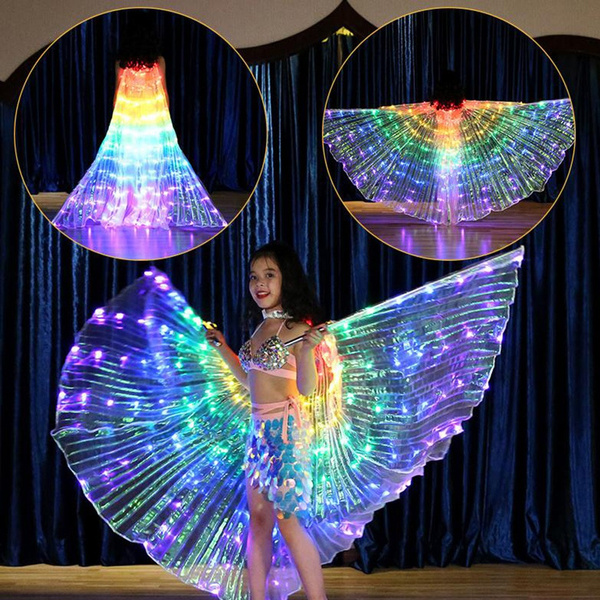 Children LED Belly Dance Wings Colorful Butterfly Wings with Telescopic Stick