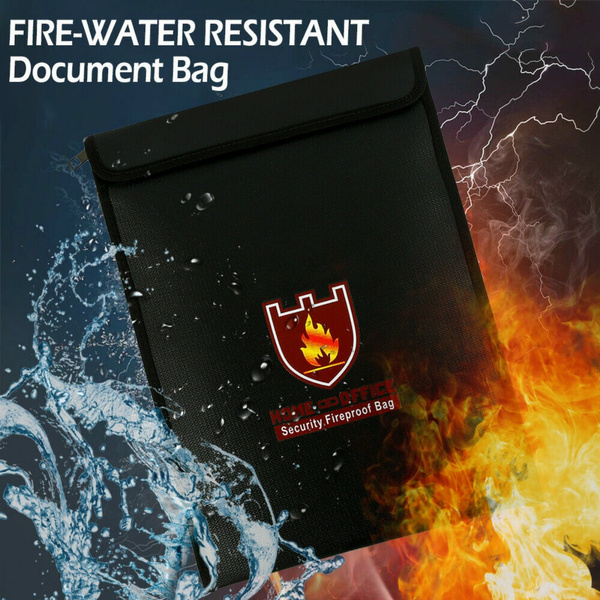 Fireproof Document Bag Waterproof Money Bag Fire Safe Cash Pouch Envelope Holder