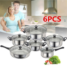 Induction Pot Set Sagan 9 pcs Stainless Steel Cookware Set with Glass Lids Suitable for Induction Hobs 