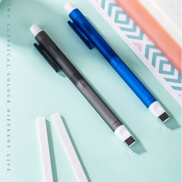 Refillable Pen Shape Rubber Press Type Mechanical Eraser School Stationery