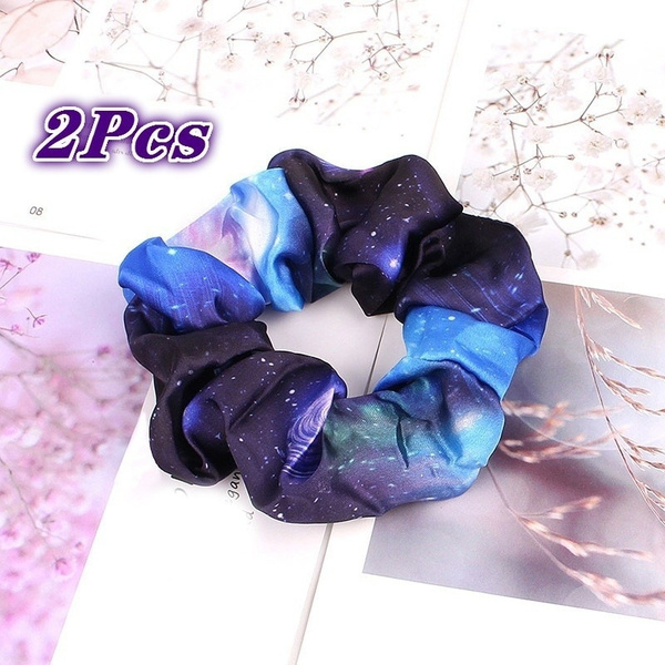 Starry Sky Tie-dye Print Women Scrunchie Elastic Hair Ties Ponytail Hair Rope