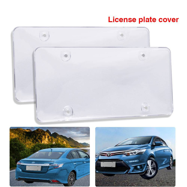 2x Clear Flat License Plate Cover Shield Tinted Plastic Tag