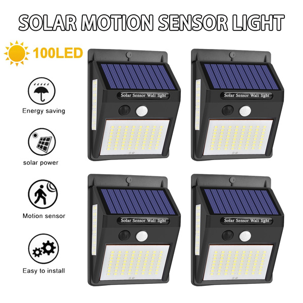 100 LED Waterproof Motion Sensor Solar Powered Wall Lamps for Outdoor Decor