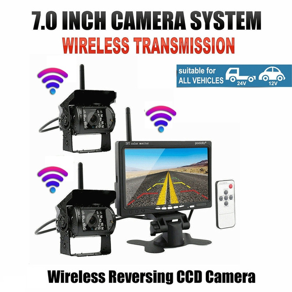 2 X Wireless Rear View Backup Camera Night Vision 7" Monitor For RV Truck Bus