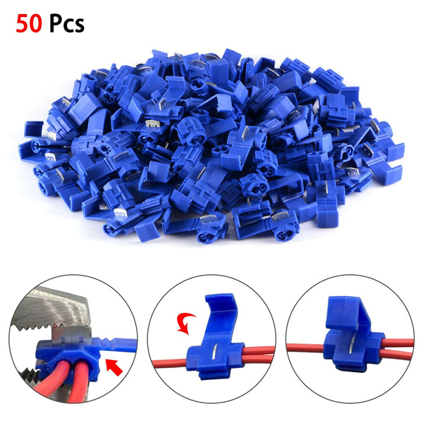 50x Blue Snap-Lock ScotchLok Electrical Wire Cable Splice and Feed Connectors