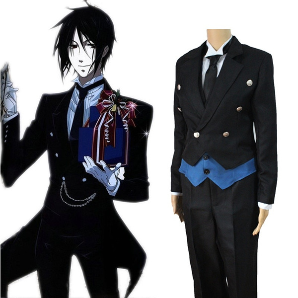 Black Butler Kuroshitsuji Sebastian Uniform Black Anime Cosplay Costume
