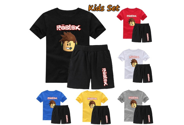 Roblox Kids T Shirt Suit Short Sleeve Shirt Pant 2 Pieces Set