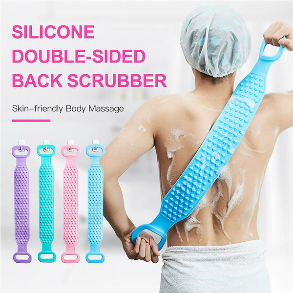 Long back scrubber, body skin brush, silicone, double-sided massage