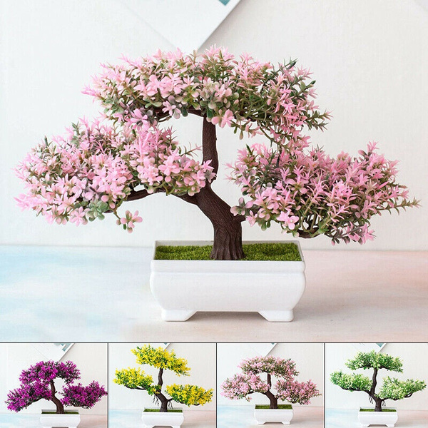 Artificial Pot Plant Bonsai Stimulation Flower Fake Tree Home Office Decor Wish