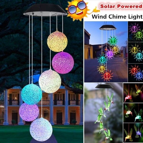 Large LED Solar Outdoor Lights Colorful Wind Chimes Gift Yard Garden Home Decor