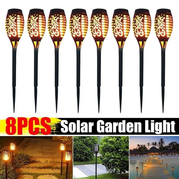 8PC LED Solar Power Pathway Lights Landscape Outdoor Garden Waterproof Lawn Lamp 