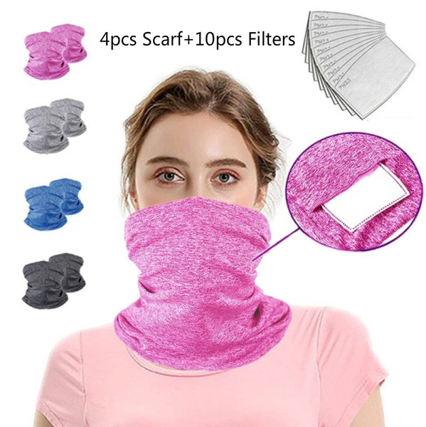 N Neck Gaiter With Filter,Face Cover Bandanas,Multi-purpose Neck Gaiter with Safety Carbon Filters for Sports//Outdoors,Neck Gaiter Scarf Face Cover with 1pcs Carbon Filter