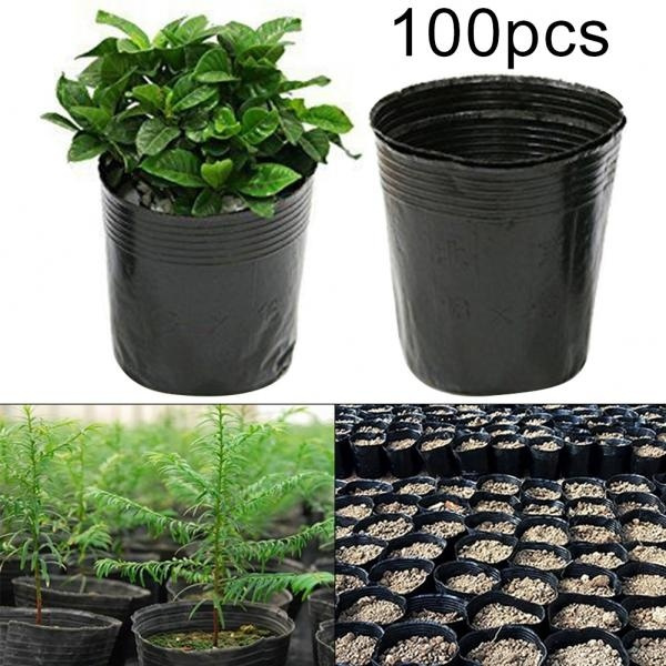 100Pcs Plastic Nursery Pots Seedling Flower Plant Container Garden Planter Lot