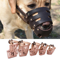 Soft Dog Bark Muzzle for Medium/Large Size Adjustable Wire Leather Basket Mask for Anti-Bite MyfatBOSS Dog Muzzle XL 