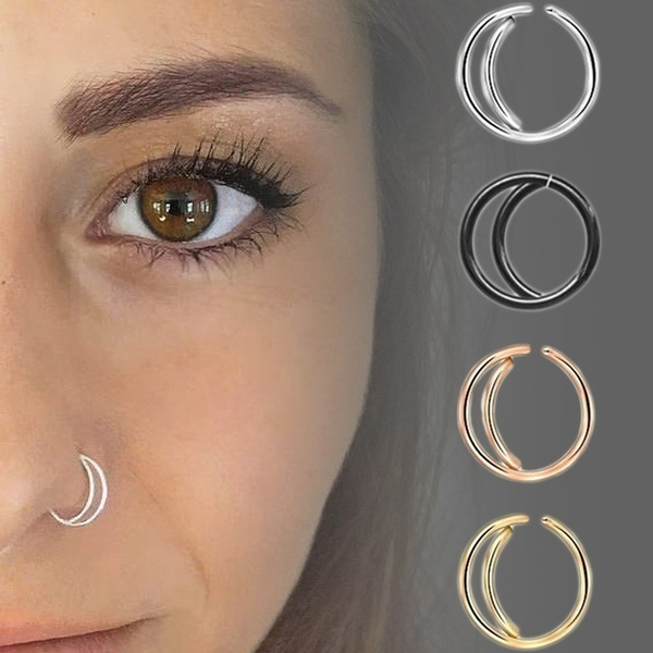 4 Colors Double Nose Ring Boho Nose Jewelry Septum Ring Hoop Lip