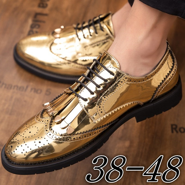mens gold wingtip shoes