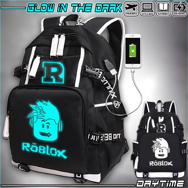 Fashion Nightlight Boys Girls Canvas Roblox Backpacks With Usb Charger Students School Bags Kids Cartoon Printing Waterproof Bookbags Rucksack Wish - roblox backpack for boys