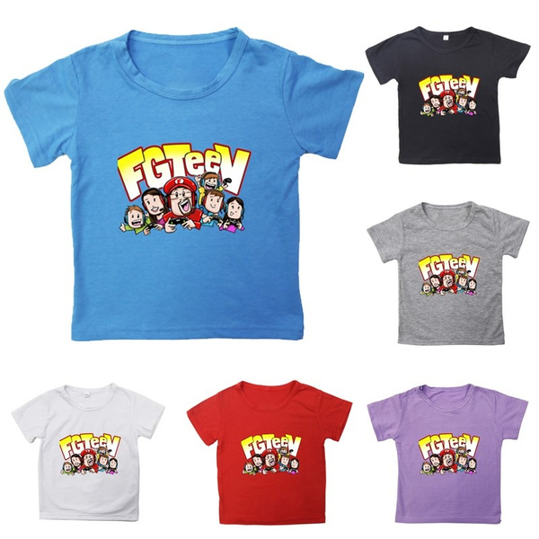 Kid Children Pure Cotton FGTEEV Cartoon Summer Tracksuit T-Shirt Top Shorts Set