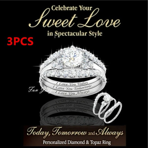 Luxury Women Girl Wedding Rings Jewelry White Sapphire Ring Size 6-10 Gifts