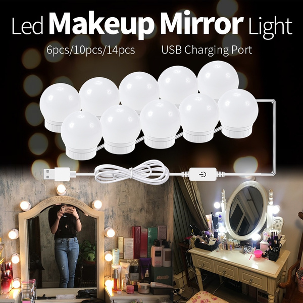Usb Led 5v Usb Power Vanity Lights Kit Makeup Led Light Bulbs With Dimmable Switch Attached To Bathroom Or Dressing Table Mirrors Wish