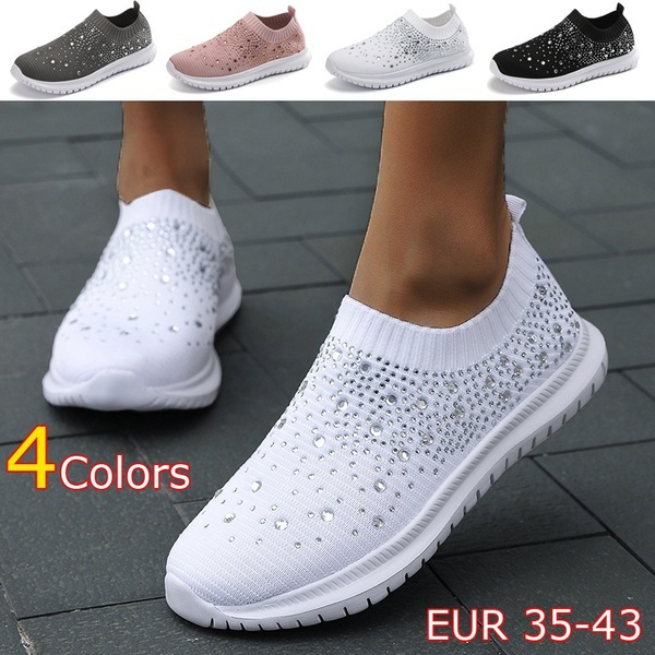 Women Shoes Sock Sneakers Sparkly Shiny 