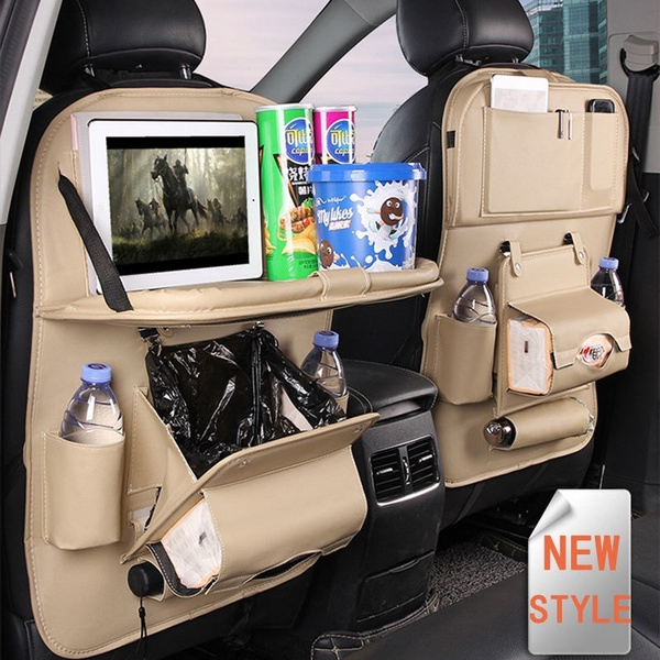 Storage Bag Foldable Dining Table, Car Back Seat Organizer With Foldable Table Tray