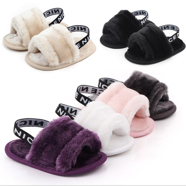 infant fur sandals